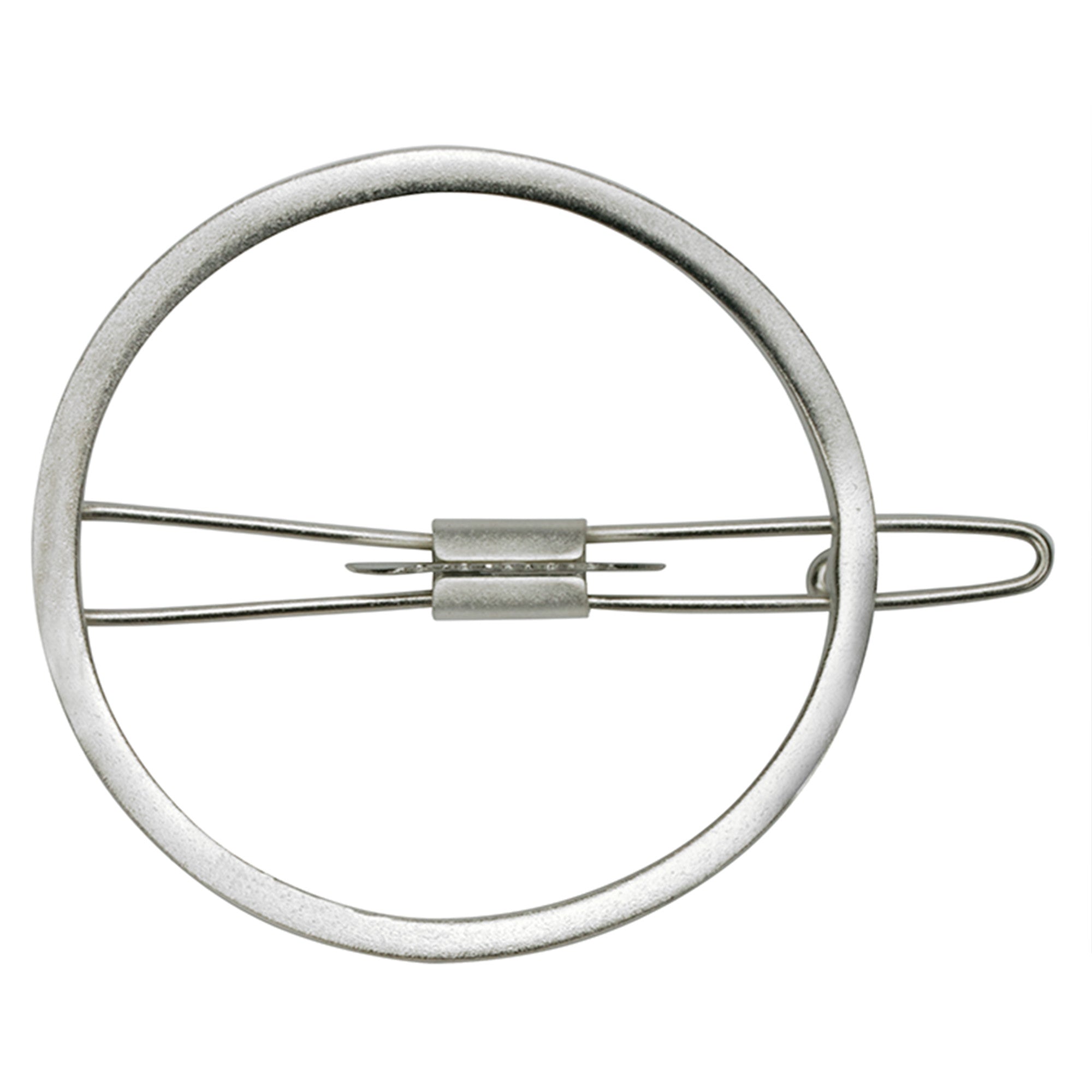 Large O Barrette Silver Matte