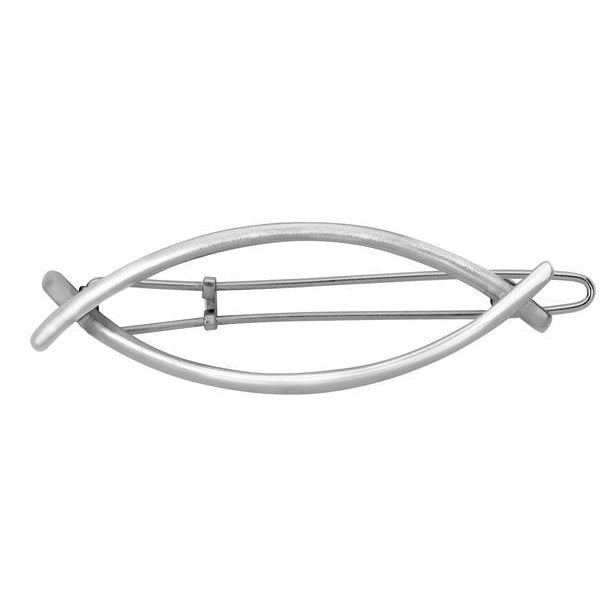 Marquise Cut Out Barrette 2 Tone Silver
