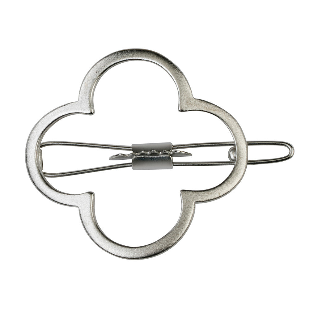 Lucky Charmed Barrette Silver Matte