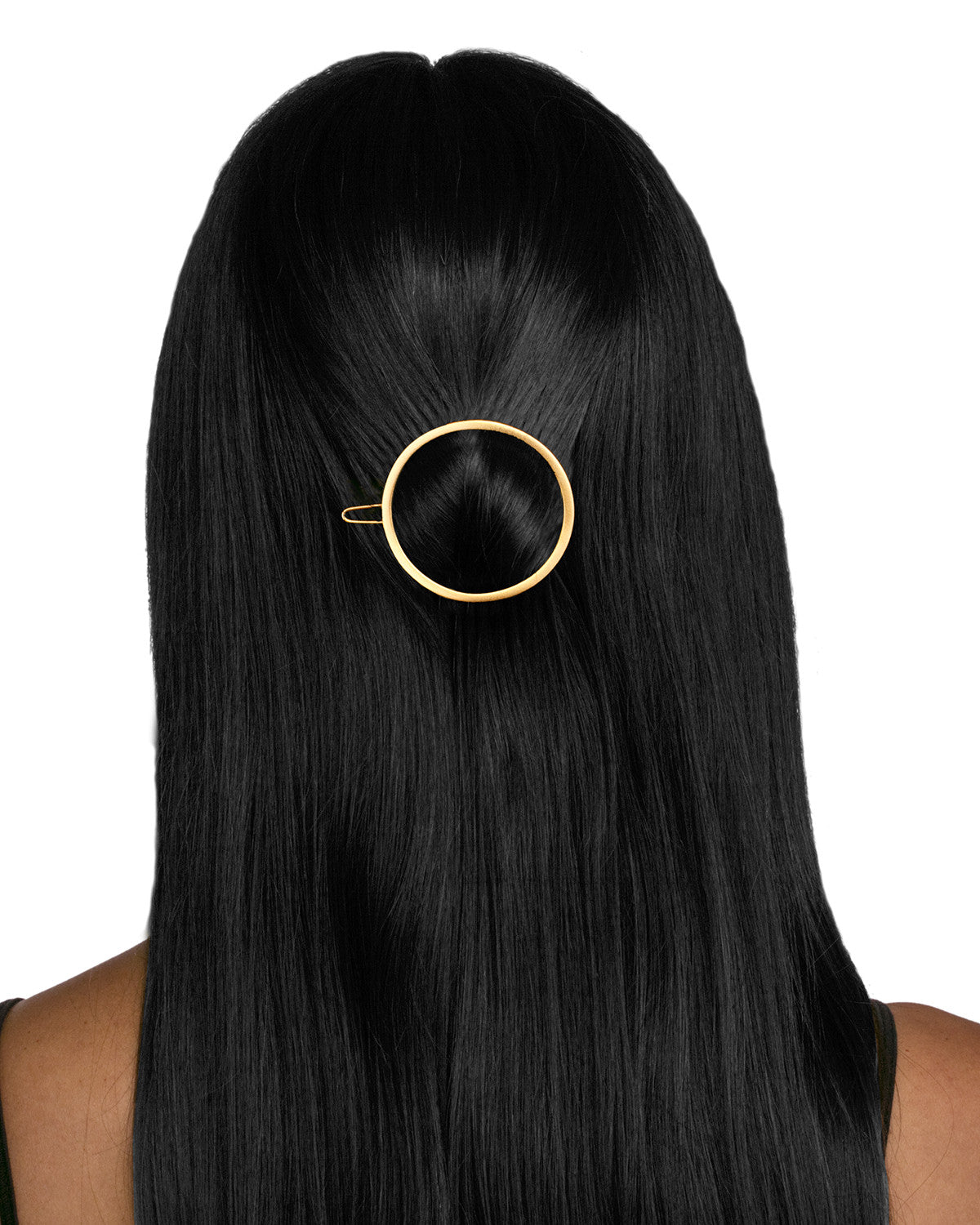 Large O Barrette Gold Matte