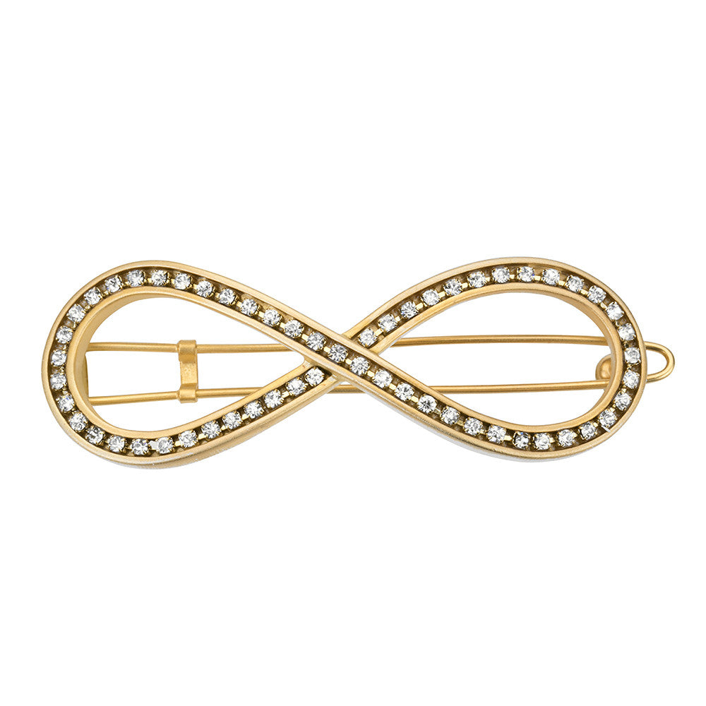 8 Barrette Gold with Crystals