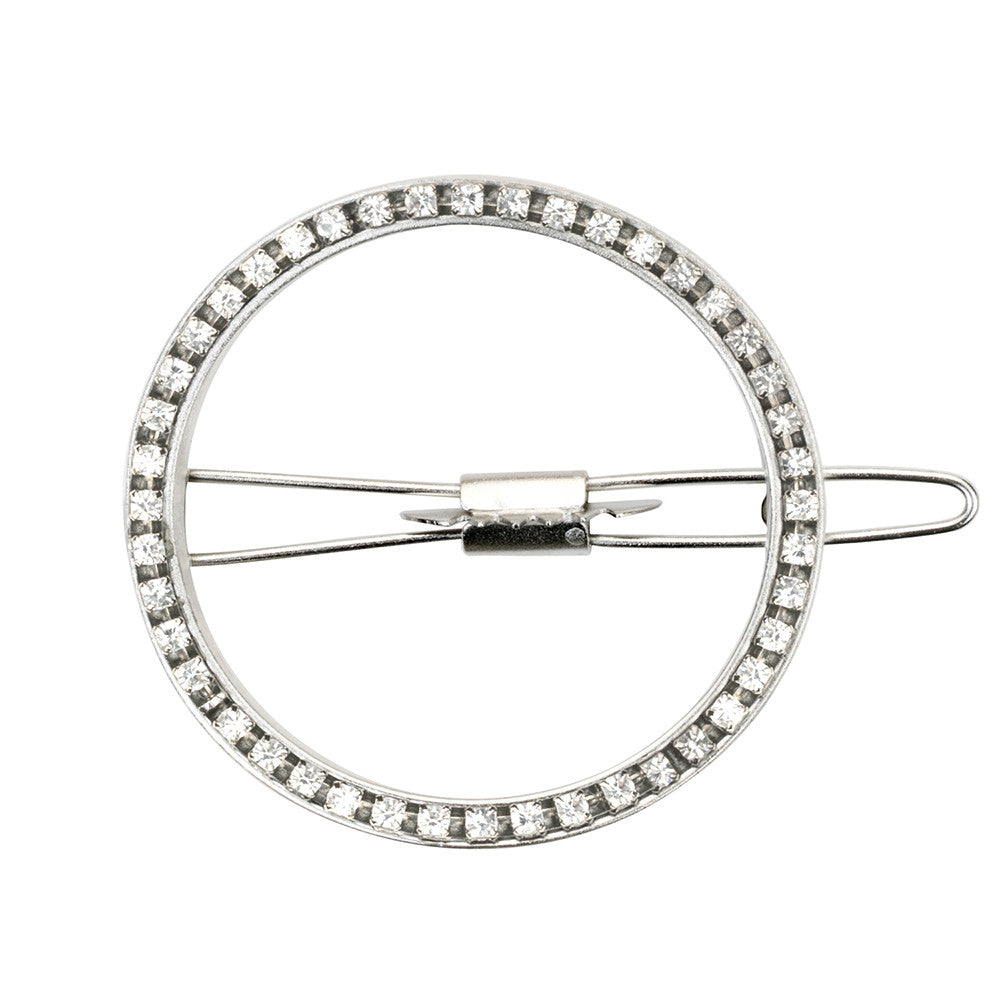 O Barrette Silver with Crystals