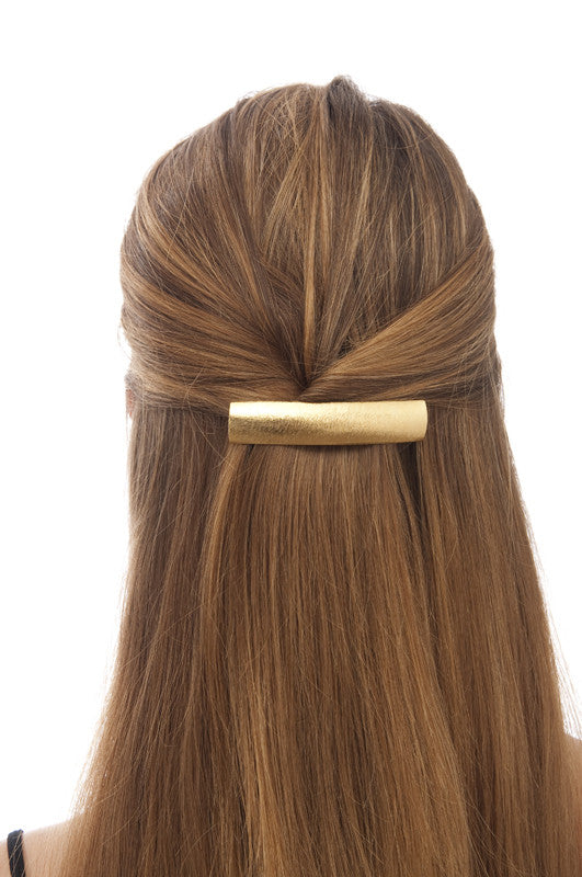 French Rectangle Barrette Gold Matte