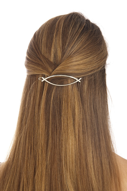 Marquise Cut Out Barrette 2 Tone Silver