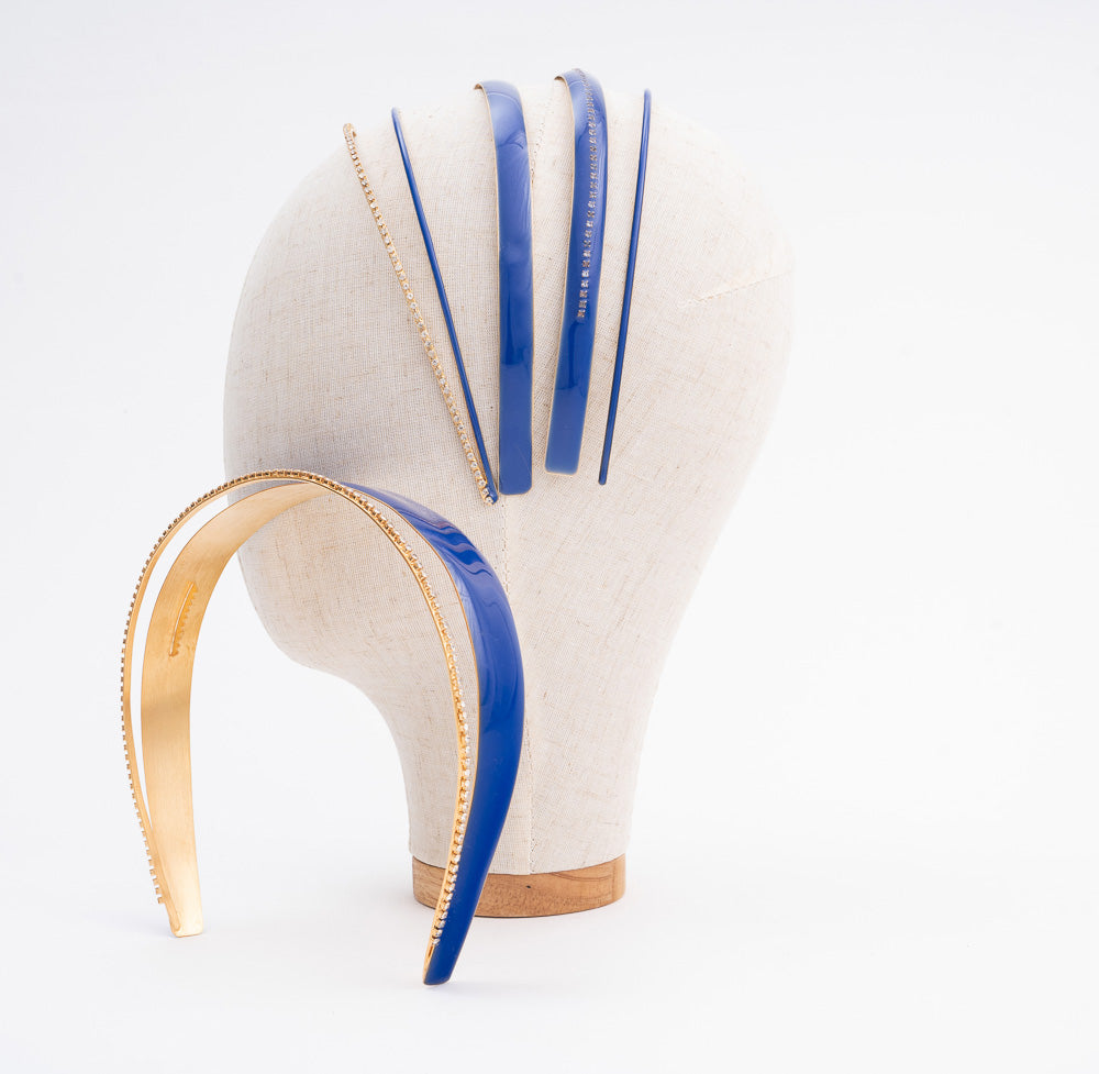 Awesome Headband Blue Belle/Gold with Crystals