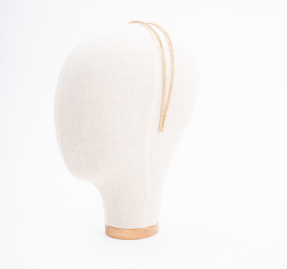 Coveted Headband Gold with 2 Rows Crystals