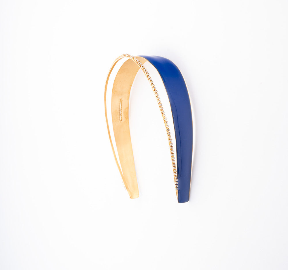 Awesome Headband Blue Belle/Gold with Crystals