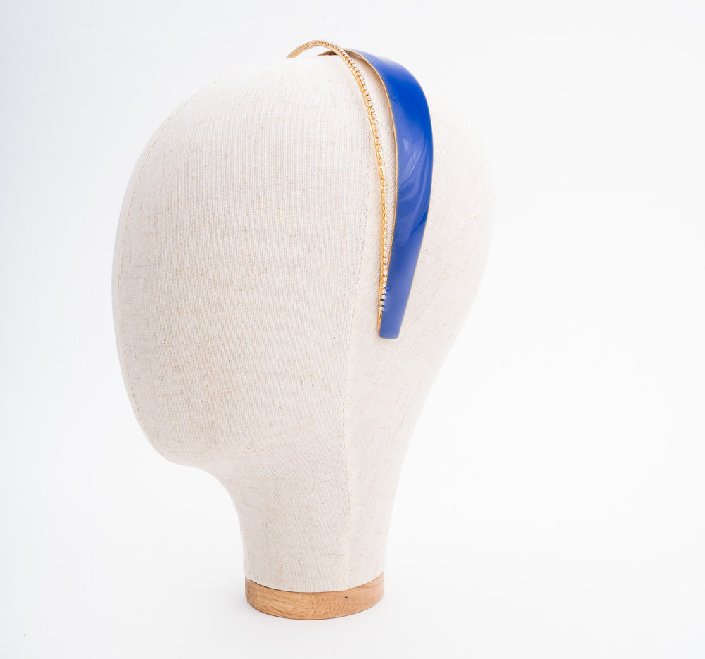Awesome Headband Blue Belle/Gold with Crystals
