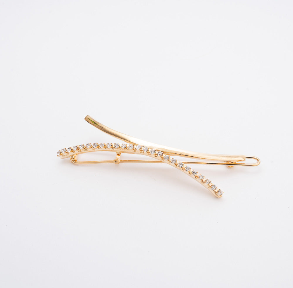 Original X Barrette Gold with Crystals