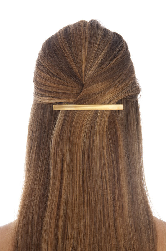French Thin Rectangle Barrette Gold Matte