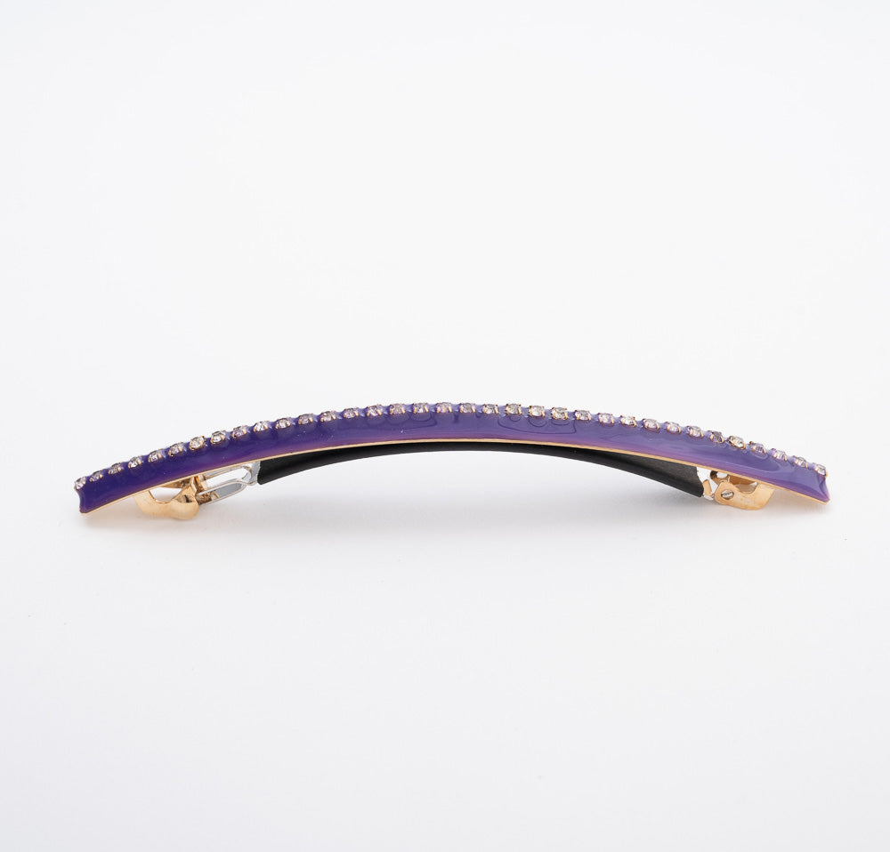French Thin Barrette Purple with Crystals