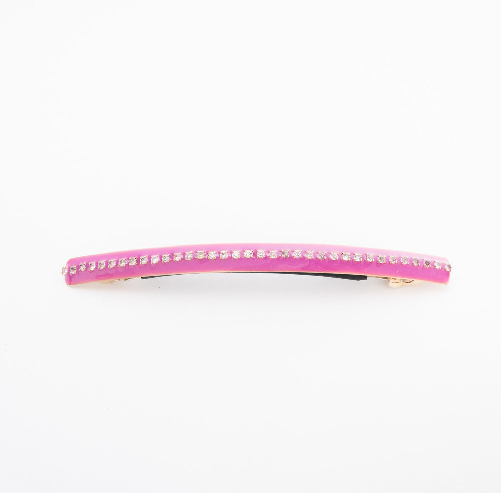French Thin Barrette Pink with Crystals